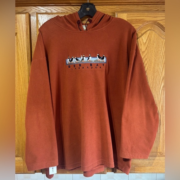 Vintage 90's Red Bay Labrador New Foundland Puffin Bird Men's Fleece Hoodie XL - Picture 1 of 5